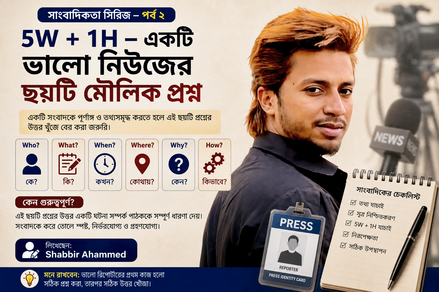 5W + 1H – একটি ভালো নিউজের ছয়টি মৌলিক প্রশ্ন
