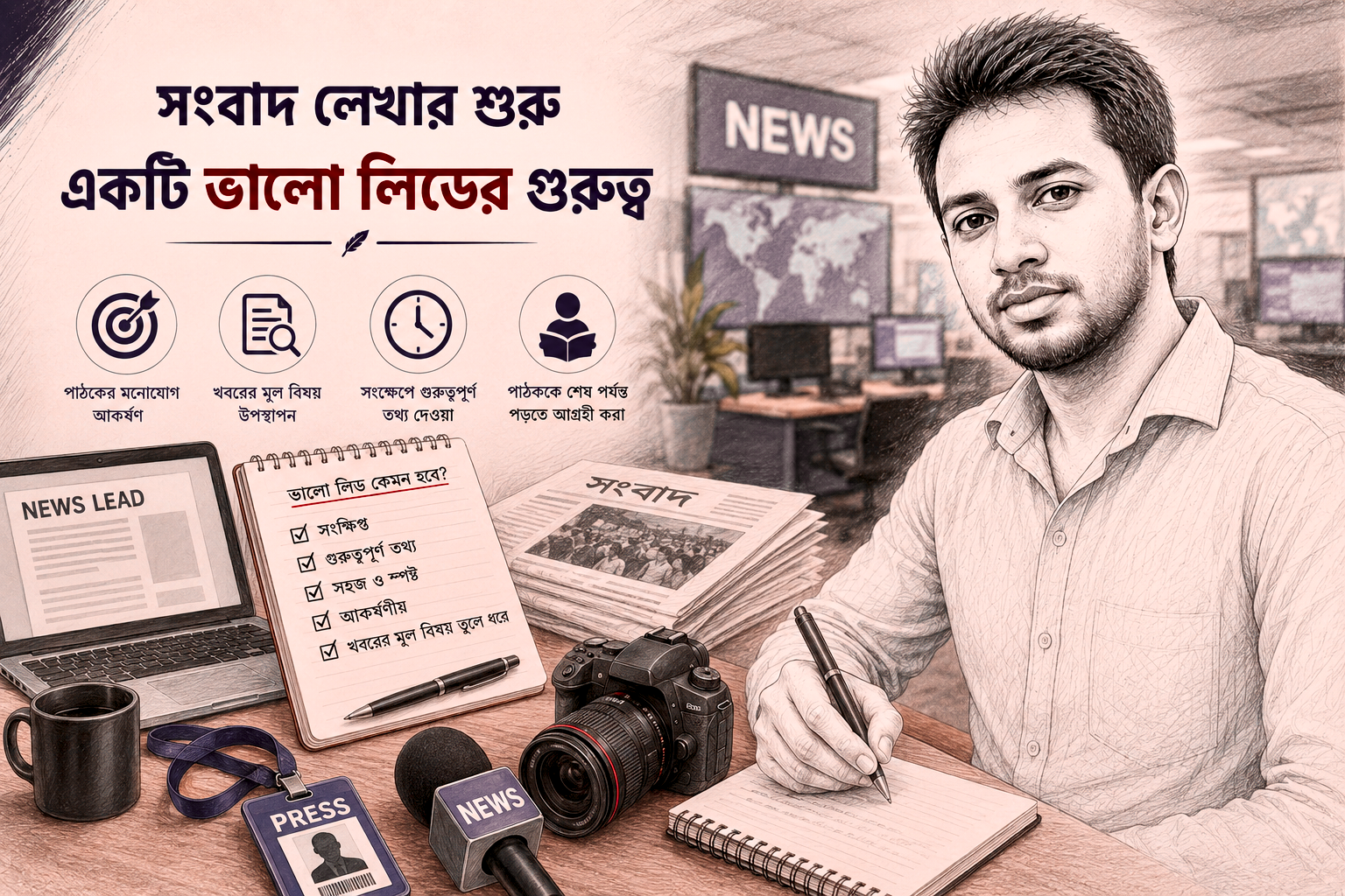 সংবাদ লেখার শুরু – একটি ভালো লিড কী এবং কেন লিড গুরুত্বপূর্ণ