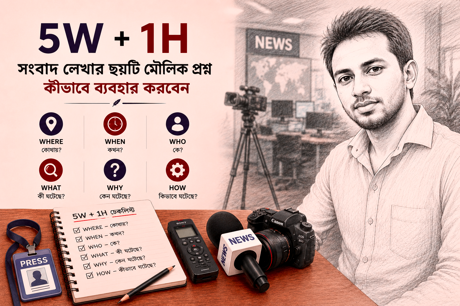 5W + 1H – একটি সংবাদ লেখার ছয়টি মৌলিক প্রশ্ন